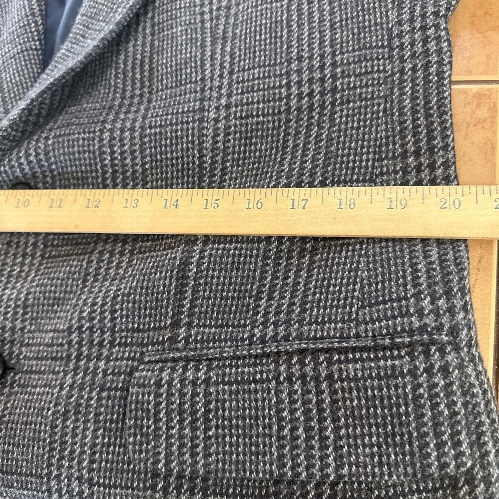 Savile Row Jacket Sz 40R Blue Houndstooth Plaid Wool Flannel Blazer Sport Coat